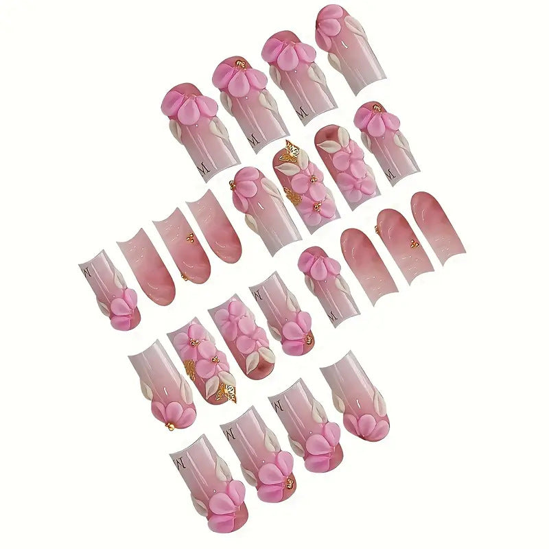 Floral-Accent Press-On Nail Art Kalsten