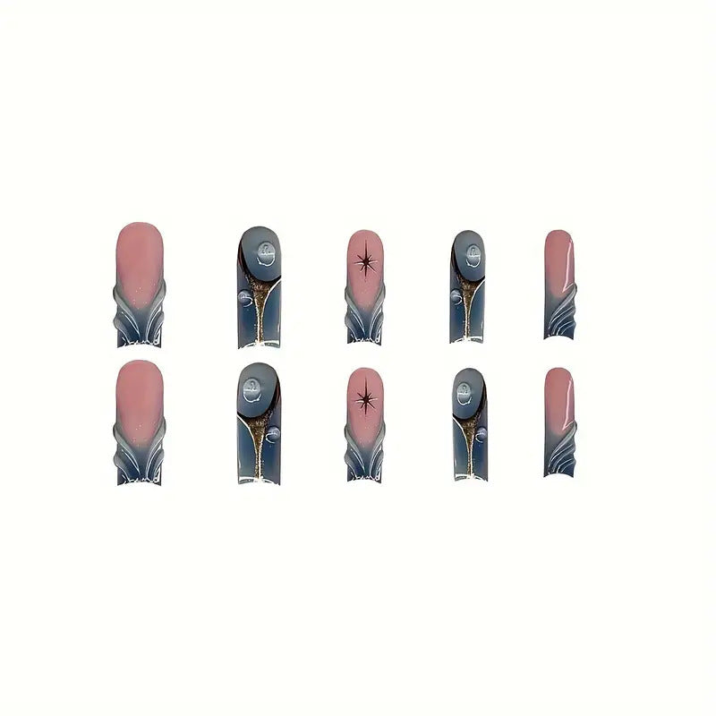Artistic Abstract Press-On Nail Design Kalsten