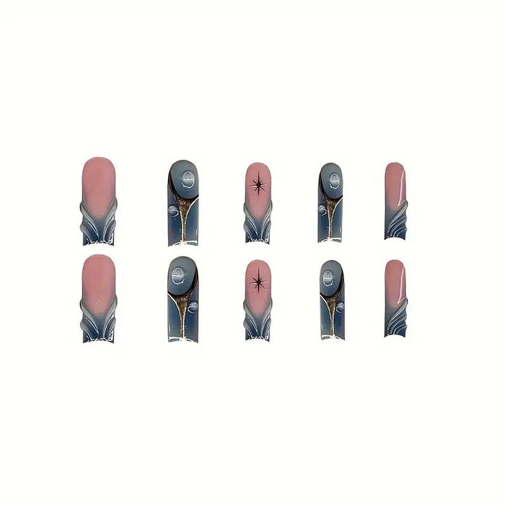 Artistic Abstract Press-On Nail Design Kalsten