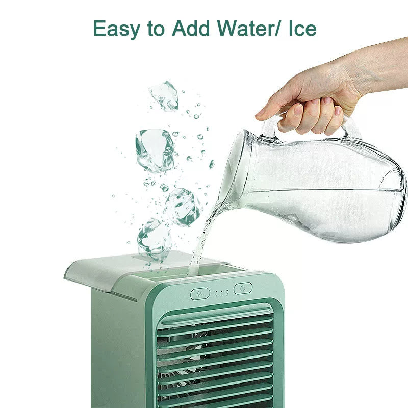 Unisex one size ultra-compact personal microclimate cooling cube for the desk with refillable water tank adjustable air guide vanes whisper-quiet USB-powered fan Kalsten