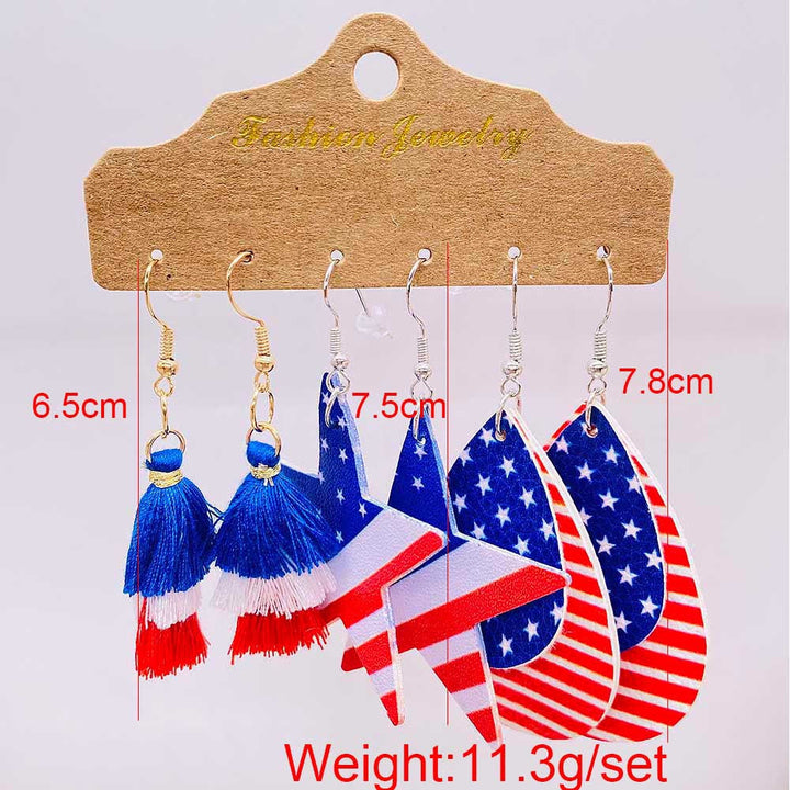 Women’s American-inspired earring set made of lightweight wood and acrylic with drop and letter charms Kalsten