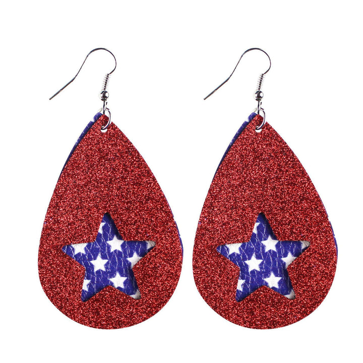 Women's nan teardrop-shaped faux leather earrings with star and stripe print Kalsten