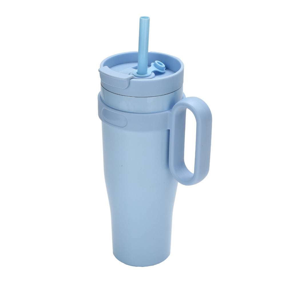 Ladies' insulated drinking cup with non-slip handle and integrated straw Kalsten