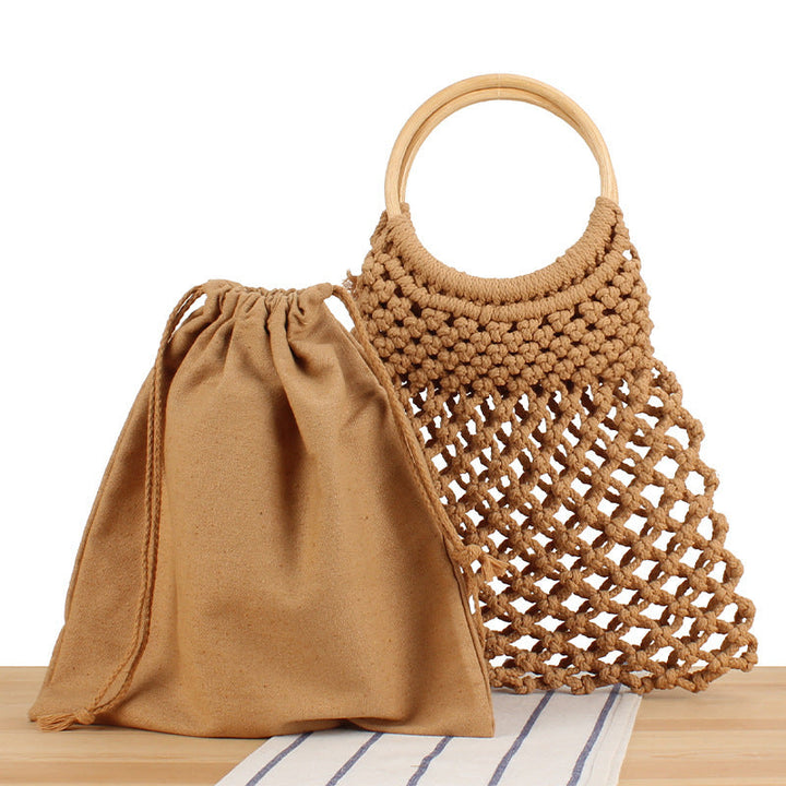 Elegant Braided Tote Bag with Round Handle Kalsten