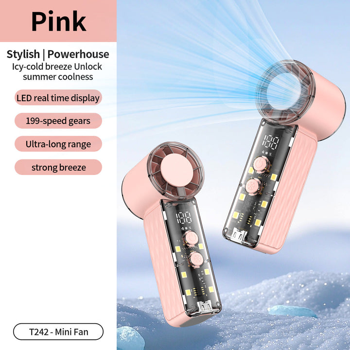 Women's nan compact rechargeable handheld cooling fan with LED real time display and multi-speed Kalsten