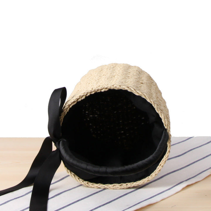 Fashionable basket bag with decorative satin ribbon Kalsten