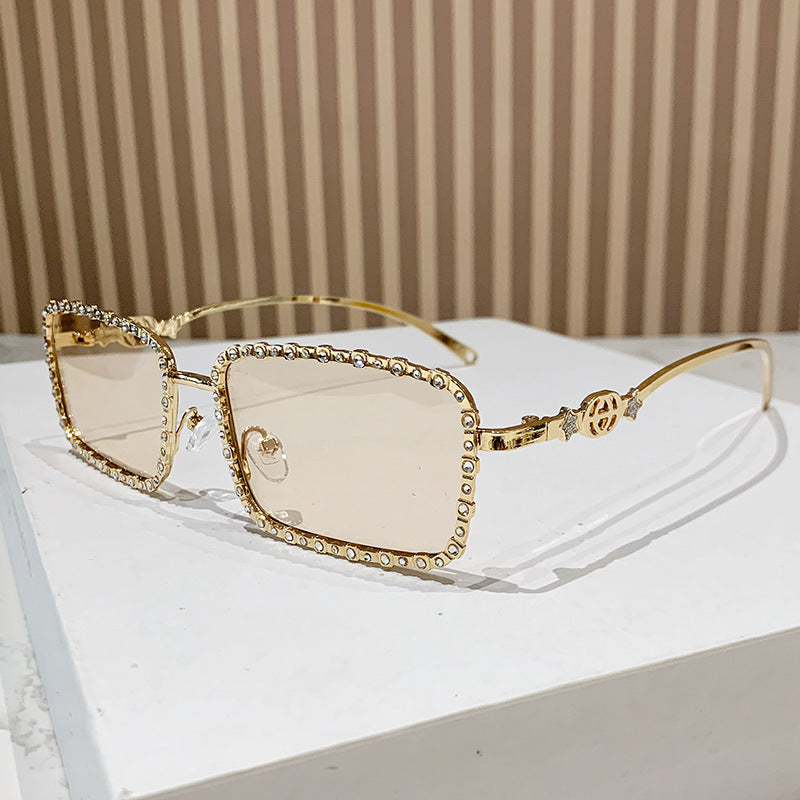 Women's elegant square sunglasses with luxurious rhinestone frame Kalsten