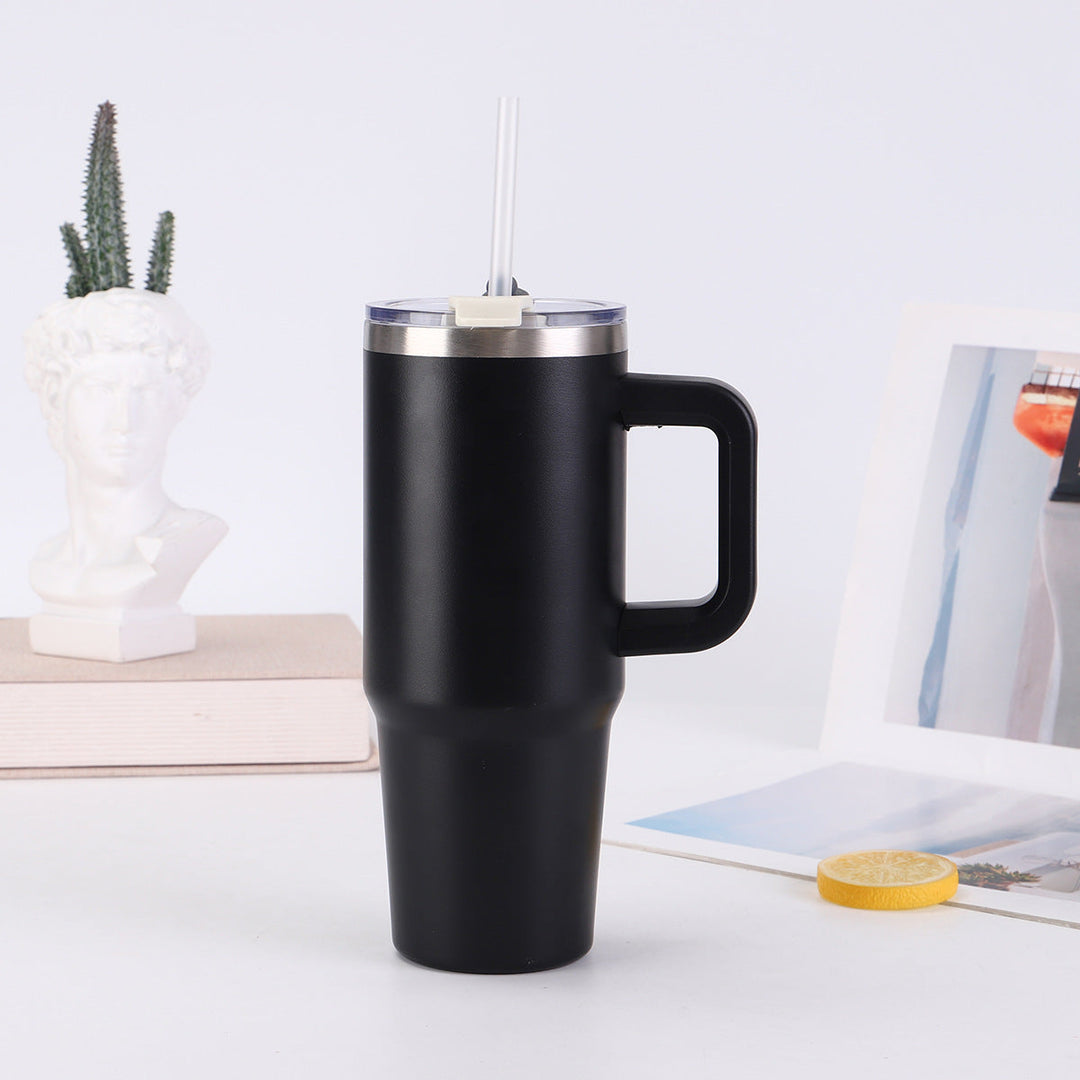 Ladies insulating cup with practical handle and straw Kalsten