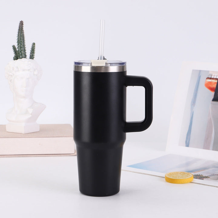 Ladies insulating cup with practical handle and straw Kalsten