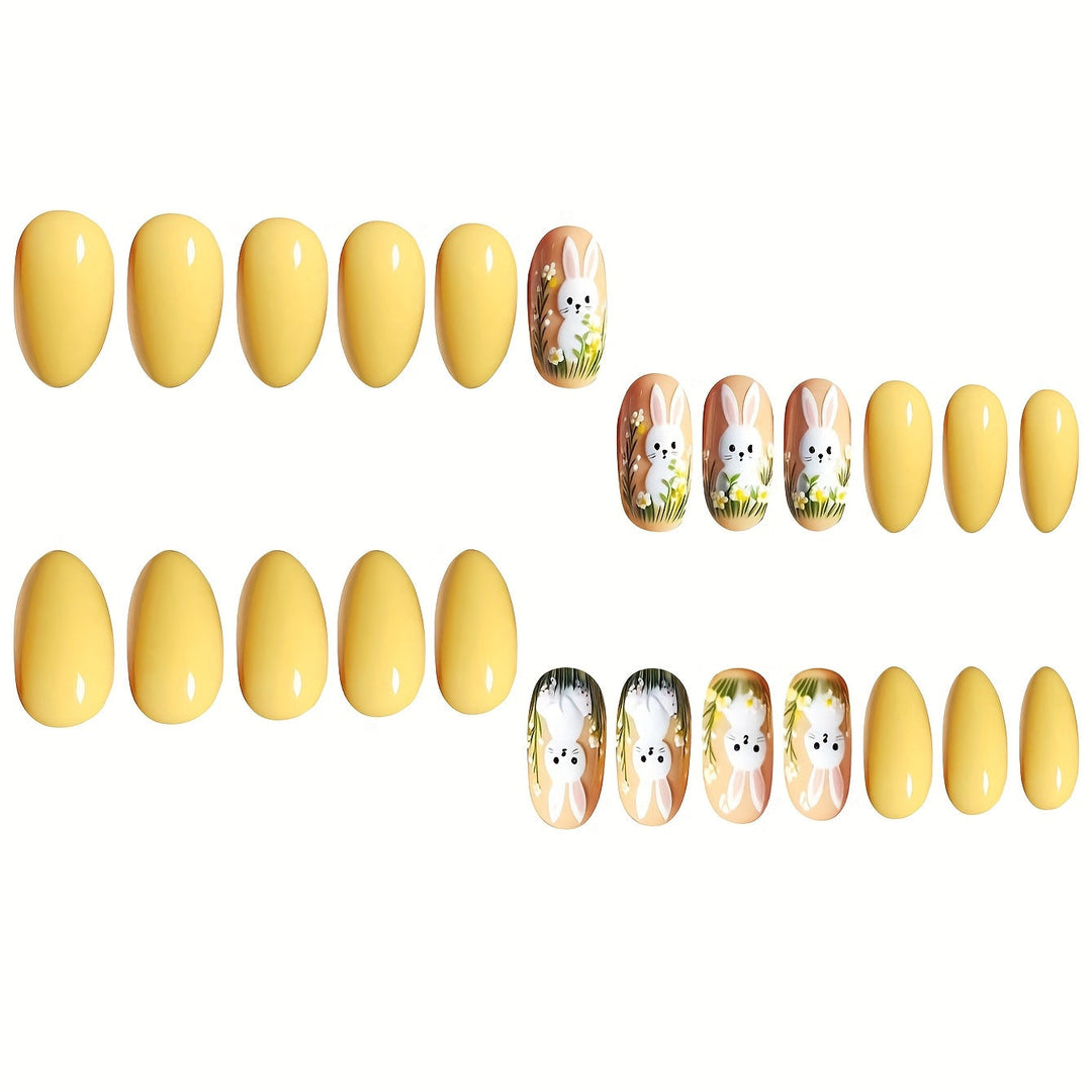 Artistic Bunny-Themed Press-On Nail Art Set Kalsten
