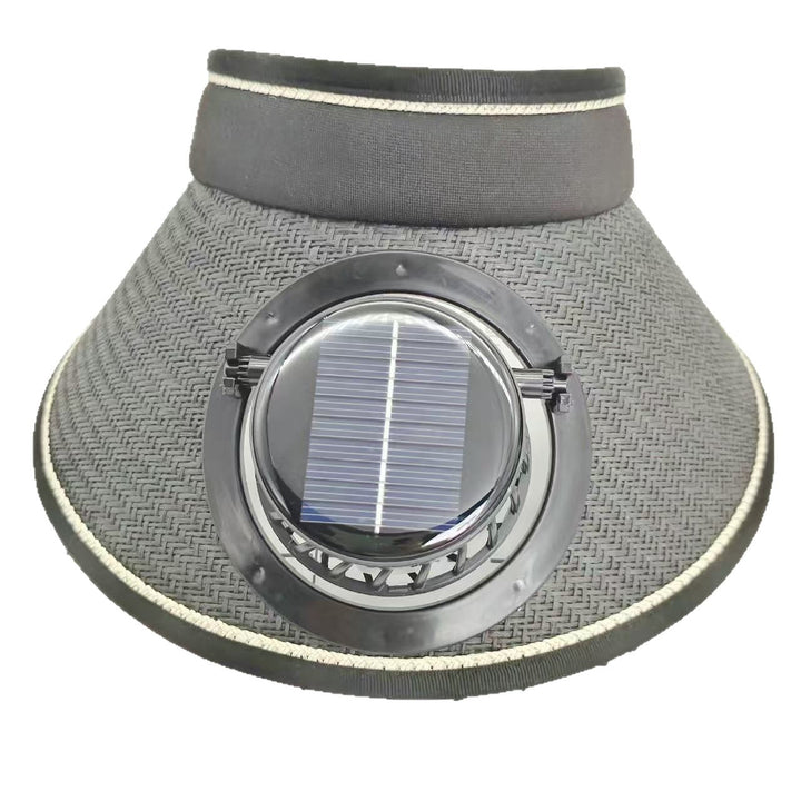 Adjustable sunshade for with removable solar fan and breathable straw effect Kalsten