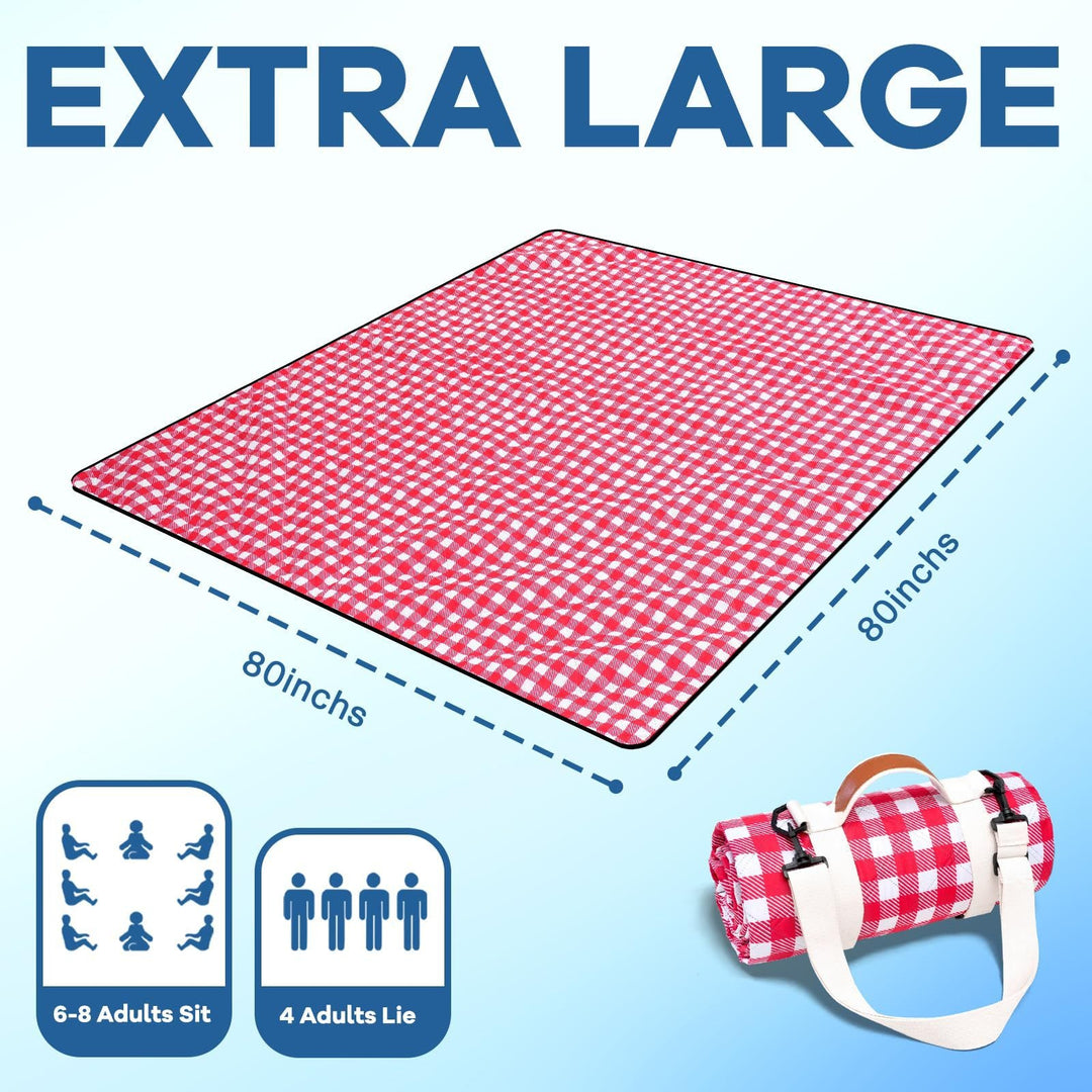 Unisex practical picnic blanket with carrying handle and water-repellent surface Kalsten