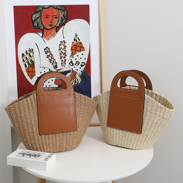 Fashionable basket bag with elegant leather accents Kalsten