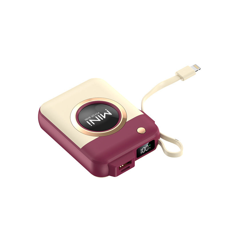 Portable Mini Power Bank with Integrated Charging Cable and Innovative Design Kalsten