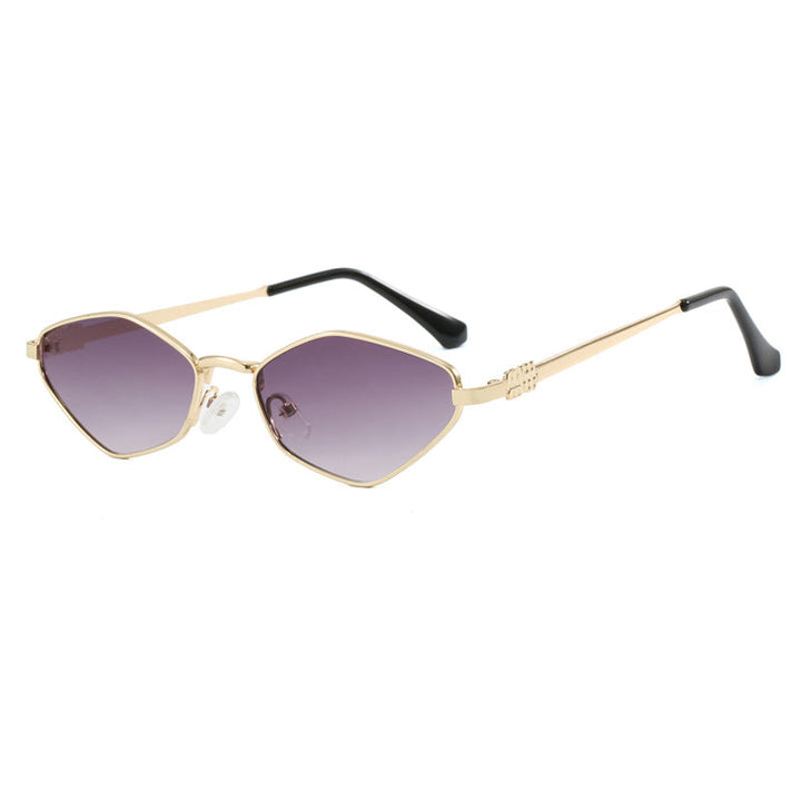 Women's geometric sunglasses with glossy metal frame and polarized lenses Kalsten