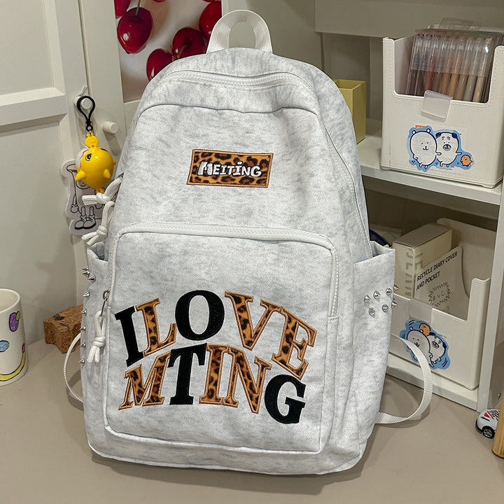 Casual Fashion-Forward Embroidered School Backpack