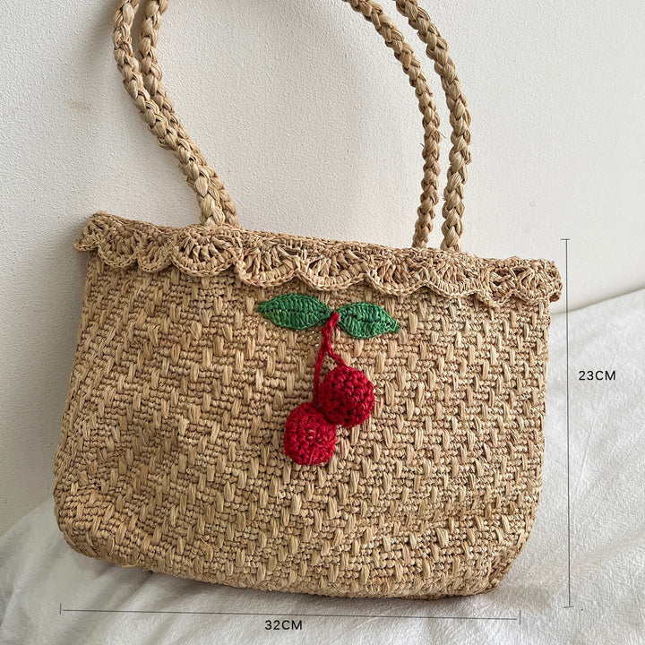 Handmade straw bag with colorful lemon design Kalsten