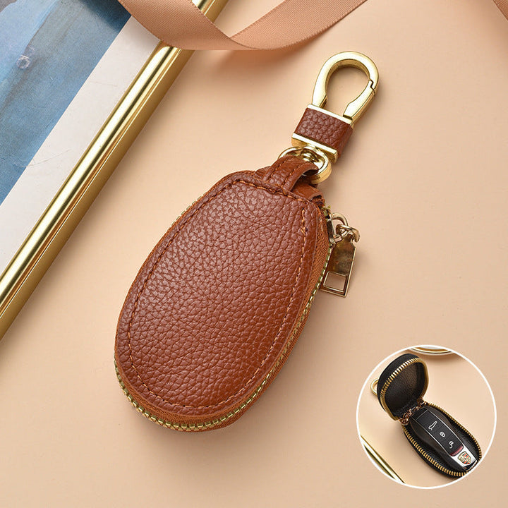 Compact Textured Leather Keychain Pouch Kalsten