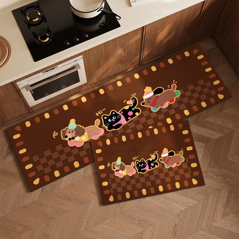 Cute Puppy-Themed Kitchen Mat