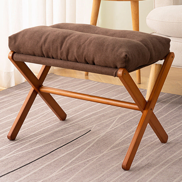 Foldable Stool With Padded Seat And Sturdy Wooden Structure Kalsten