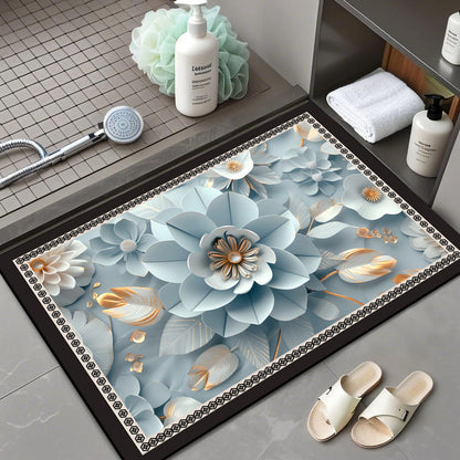Floral Patterned Comfort Bath Mat Acalora