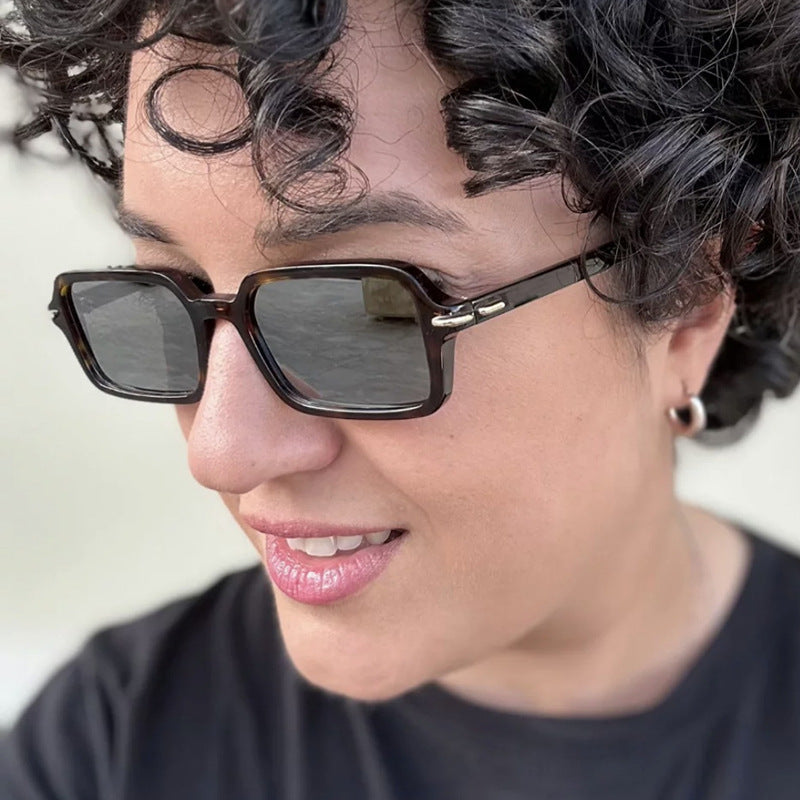 Women's fashionable square sunglasses with stylish plastic frame and blue lenses Kalsten