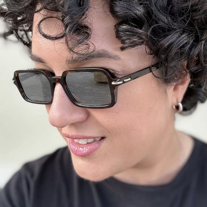 Women's fashionable square sunglasses with stylish plastic frame and blue lenses Kalsten
