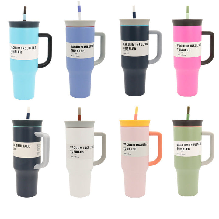 Women's Vacuum-Insulated Drinking Cup with Handle and Straw Kalsten