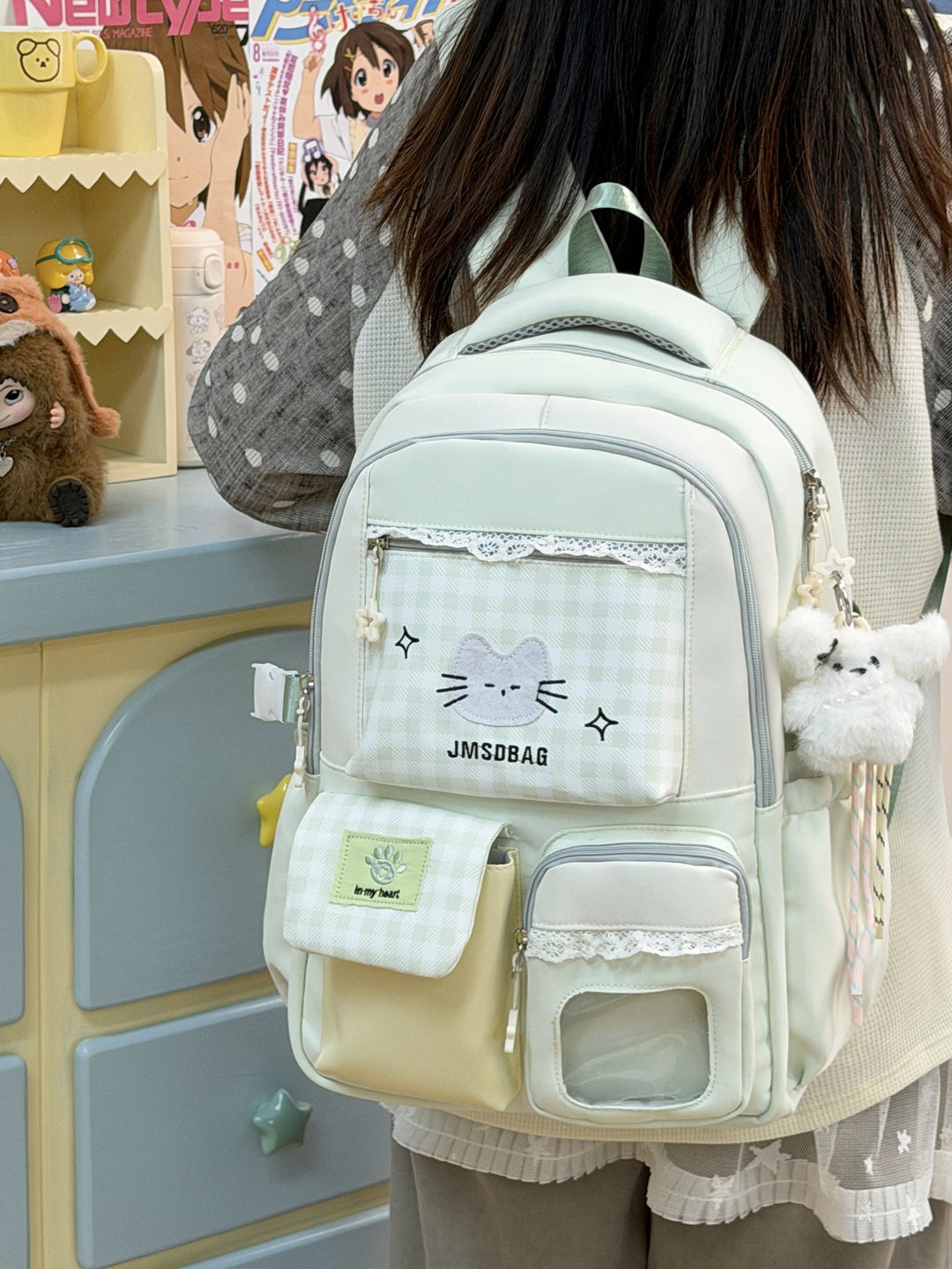 Anime-Inspired Cat-Themed School Backpack