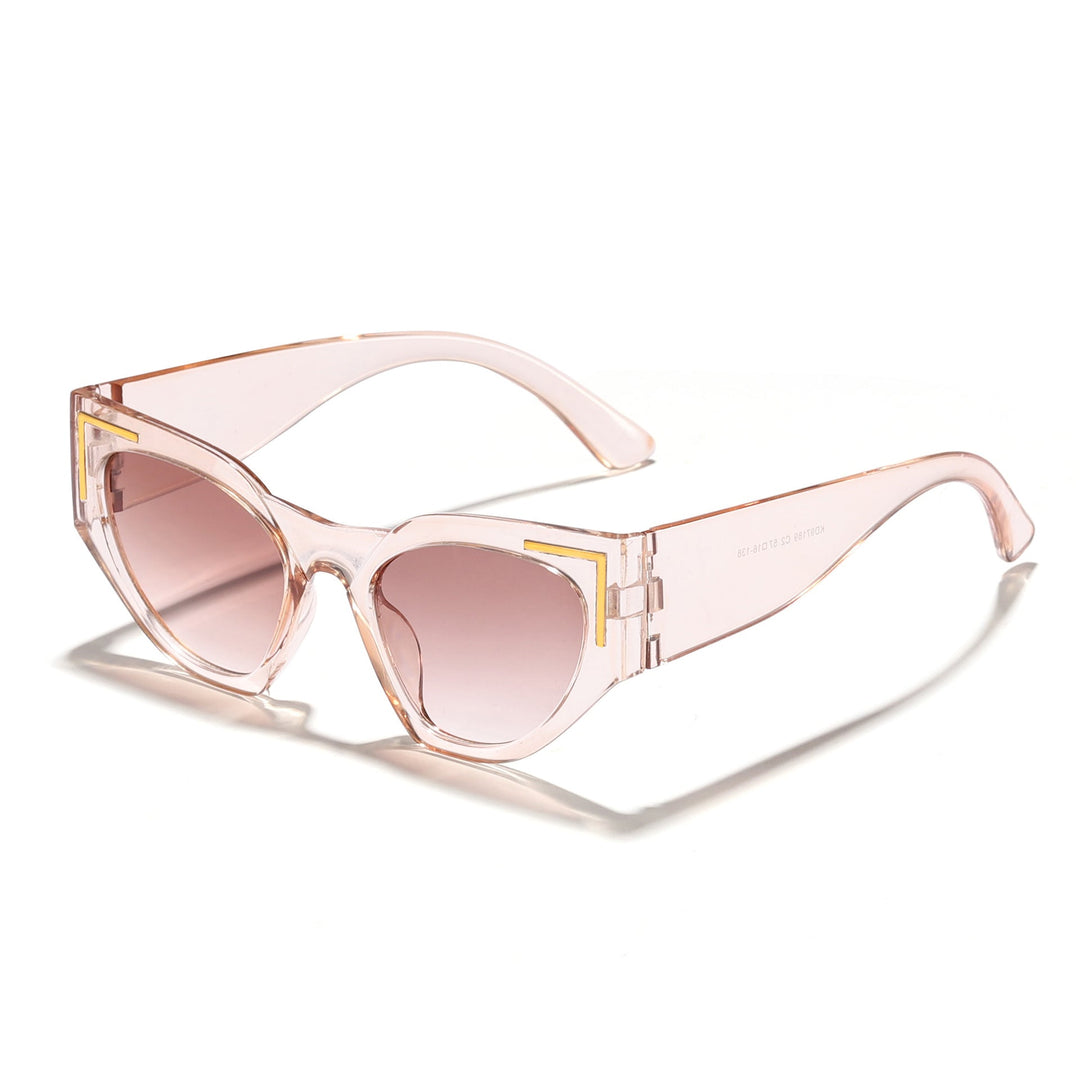 Women's Creative Cat-Eye Sunglasses with Transparent Frame and Brown Lenses Kalsten