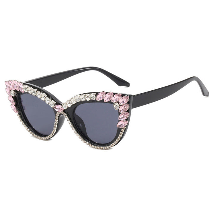 Ladies Glamorous Cat-Eye Sunglasses with Extravagant Crystal Decoration Kalsten