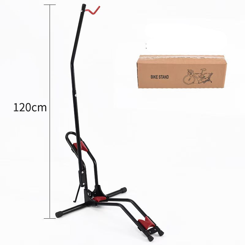 freestanding vertical bicycle repair and display stand with front wheel clamp and foldable tripod base Kalsten
