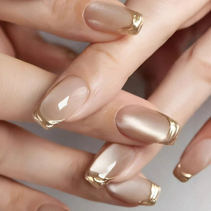 Premium Glossy French Tip Nail Extensions Kalsten