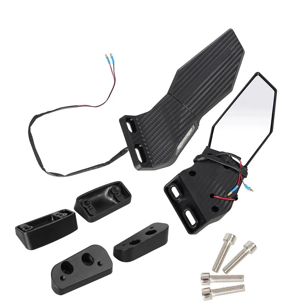 Motorcycle mirror set with integrated LED turn signal Kalsten