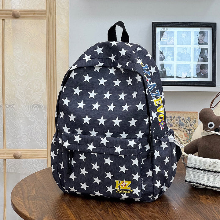 Star-Patterned Travel School Backpack