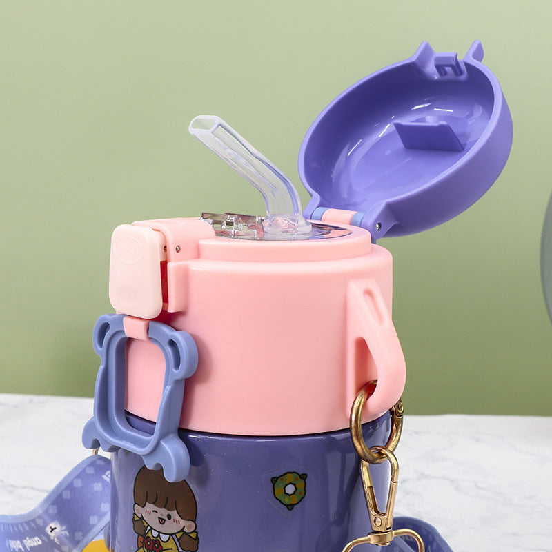 Insulated drinking bottle with practical carrying strap and playful design Kalsten