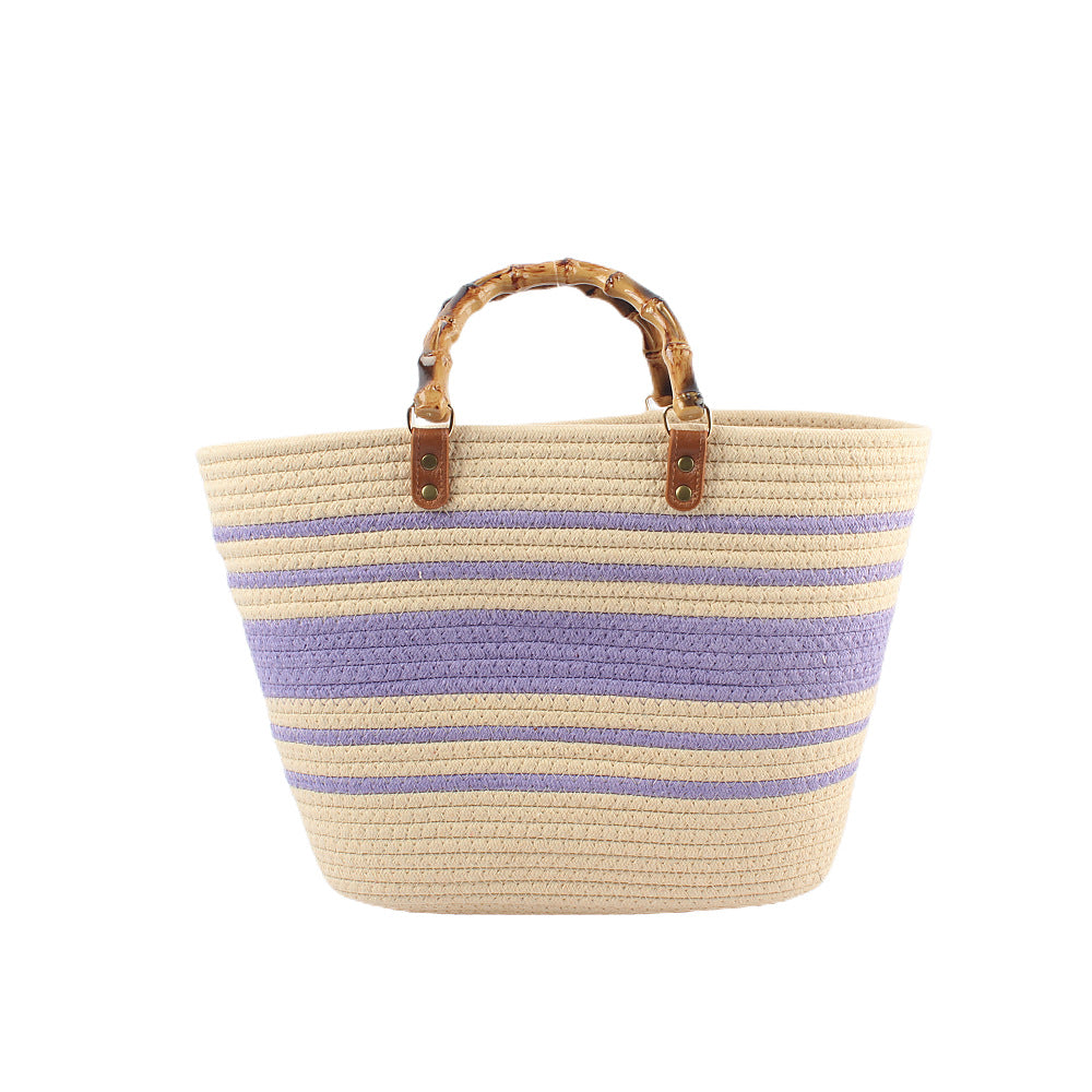 Stylish beach bag with bamboo handles Kalsten