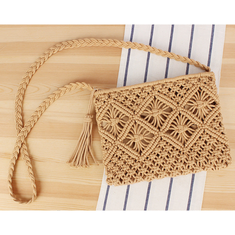 Handcrafted Macrame Shoulder Bag with Tassels Kalsten