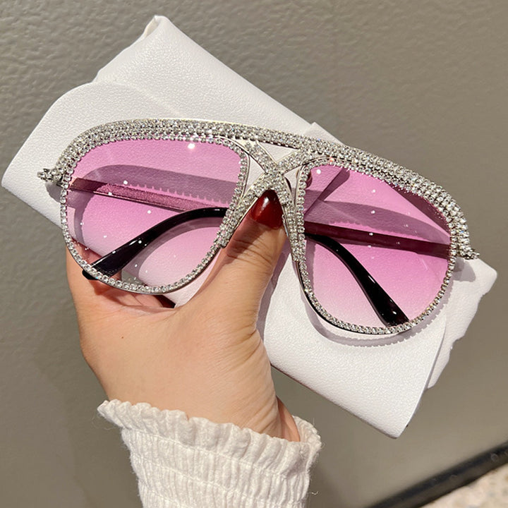 Women's Glamorous oversized Sunglasses with sparkling Crystal frame Kalsten