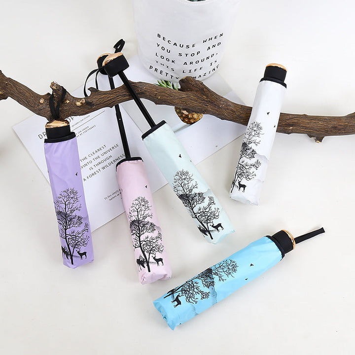 Ladies Foldable Umbrella with Artistic Nature Design Kalsten