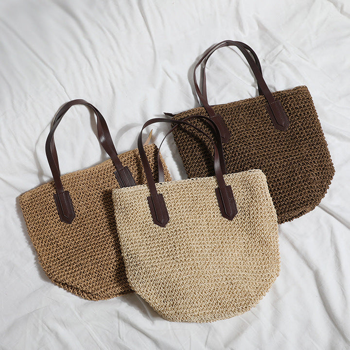 Generous wicker tote bag with leather handles Kalsten