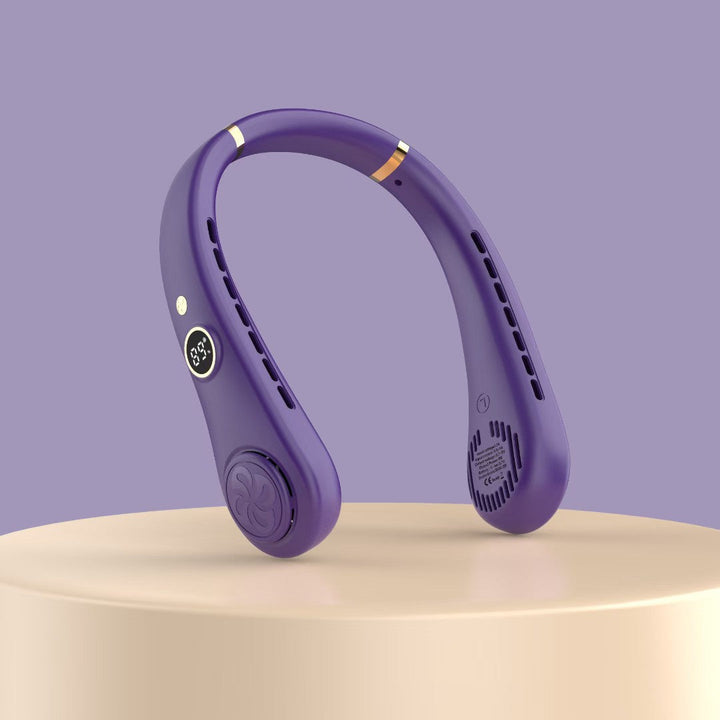 Unisex nan ergonomic hands-free neck fan with LED speed display and dual airflow outlets Kalsten