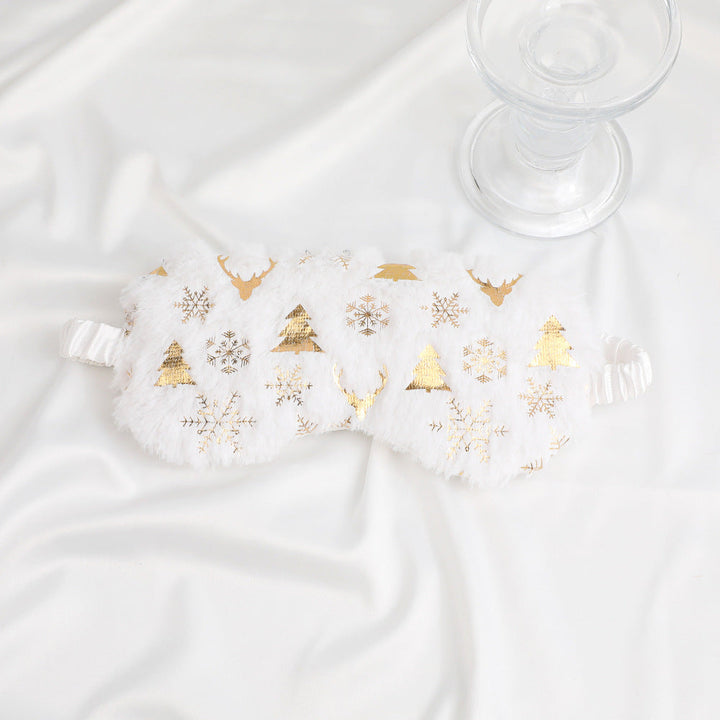 Unisex soft eye mask made of faux fur with festive motif embossing Kalsten