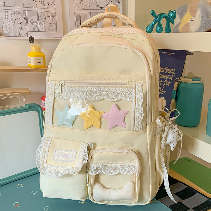 Cute Decorative Star-Embellished School Backpack