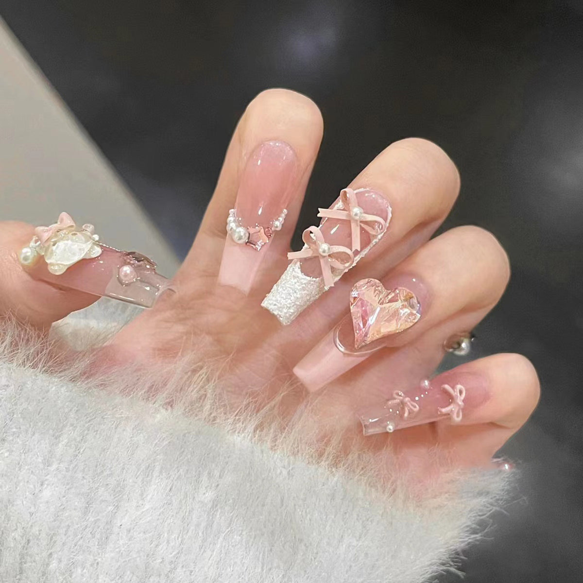 Artistic Stiletto Press-On Nail Set with Charming Patterns Acalora