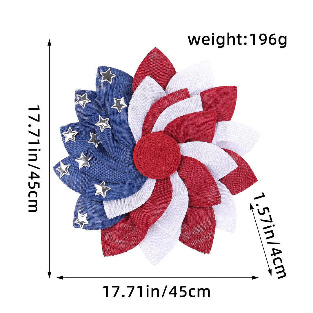 Unisex decorative patriotic door wreath flower made of linen with star studs Kalsten