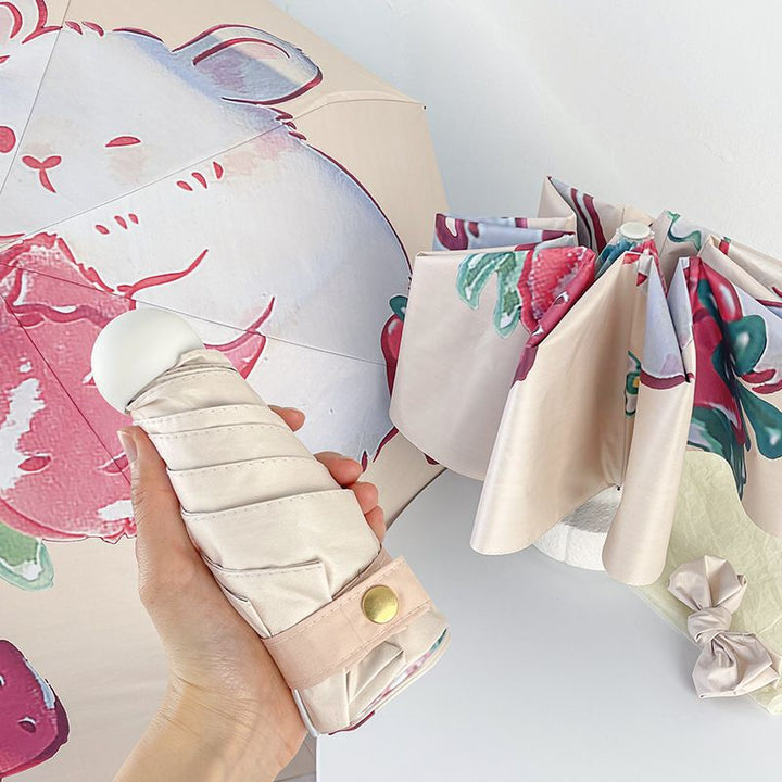 Ladies folding umbrella with cheerful strawberry motif Kalsten