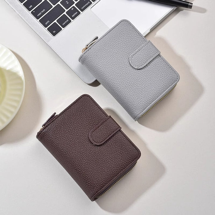 Textured Leather Zippered Card Organizer Kalsten