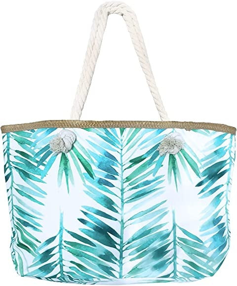 Large tote bag with tropical leaf design Kalsten