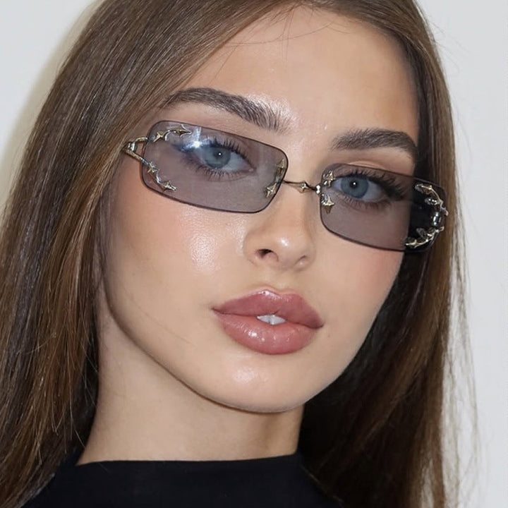 Women's fashionable sunglasses with delicate metal frame and transparent lenses Kalsten